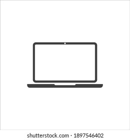 Laptop Icon Vector. Simple Flat Symbol. Perfect Black Pictogram Illustration On White Background.