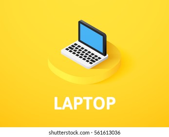 Laptop Icon, Vector Symbol In Flat Isometric Style Isolated On Color Background