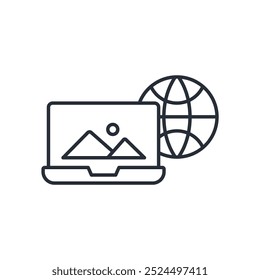 laptop icon. vector.Editable stroke.linear style sign for use web design,logo.Symbol illustration.