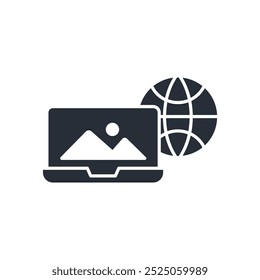 laptop icon. vector.Editable stroke.linear style sign for use web design,logo.Symbol illustration.