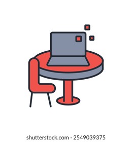icono de portátil. Vector. Trazo editable. signo de estilo lineal para uso Diseño web, logotipo. Ilustración de símbolo.