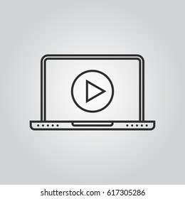 Laptop icon. Laptop with video player icon