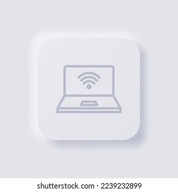 Laptop Icon, White Neumorphism soft UI Design for Web design, Application UI and more, Button, Vector.