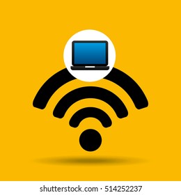 laptop icon wifi social media vector illustration eps 10