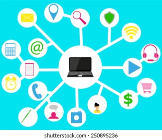 laptop and Icons 
