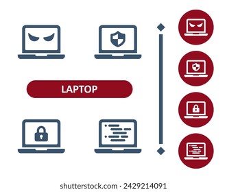 Iconos de portátiles. Computadora, Pirateo, Hacker, Antivirus, Seguridad, En Línea, Codificación, Programación, Código, Icono De Contraseña. Profesional, icono de vector perfecto de 32x32 píxeles.
