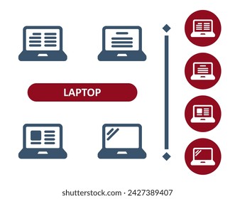 Laptop Icons. Computer, Reading, Website, Webpage Icon. Professional, 32x32 pixel perfect vector icon.