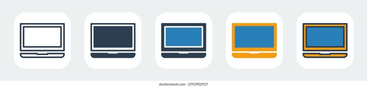 laptop, icons with five different styles