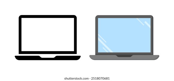 Laptop icons. Flat and silhouette style. Vector icons.
