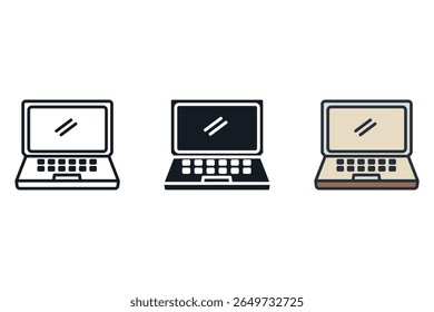 laptop icons isolated on White Background. Flat style design,symbol collection