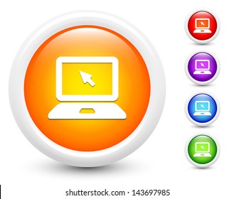 Laptop Icons on Round Button Collection Original Illustration