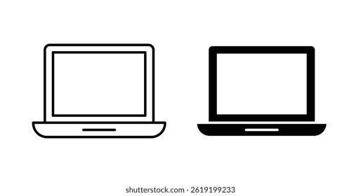 Laptop icons set in black colors on white background