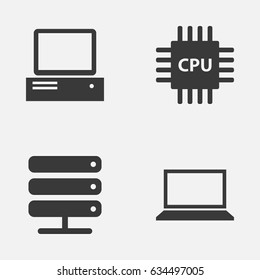 Laptop Icons Set. Collection Of Monitor, Database, Motherboard And Other Elements. Also Includes Symbols Such As Motherboard, Monitor, Laptop.