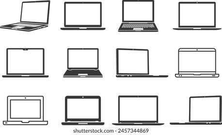 Laptop icons set. Computer notebook icons.