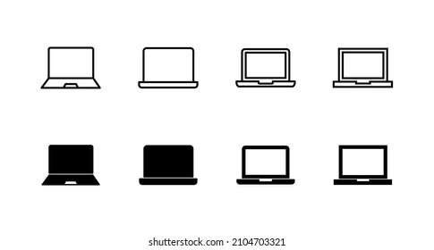 Laptop icons set. computer sign and symbol