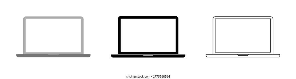 Laptop icons set. Laptop different style. Vector illustration.