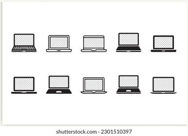 Juego de iconos de portátiles. Portátil de estilo diferente. Vector