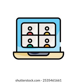 Conjunto de iconos de computadora portátil cinco diferentes estilos de Vector ilustración de stock