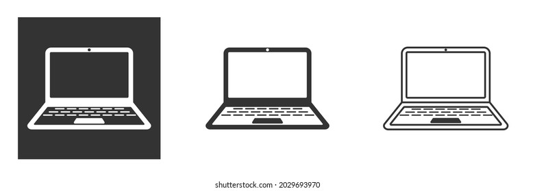 Laptop icons set isolated. Different style laptop. Collection of Laptops or Notebook. Flat and line icon - stock vector. Technology, computer and communication means.