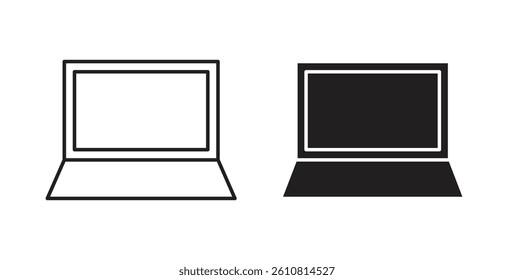 Laptop icons in solid black and outlined style