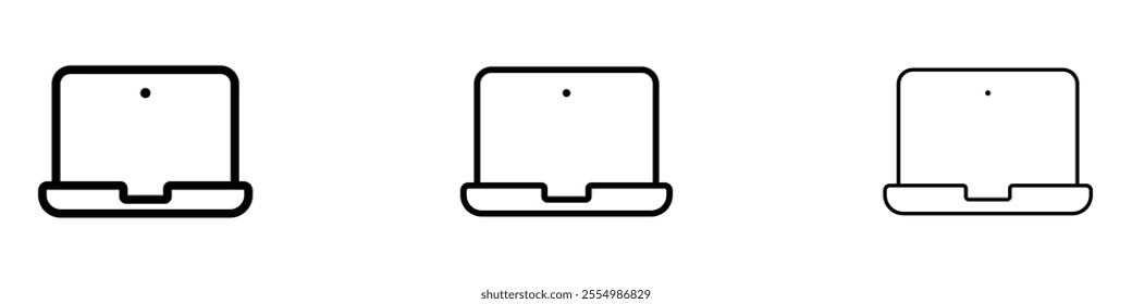 Laptop icons in tree different stroke sizes