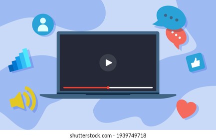 laptop with icons vector. illustration template background.