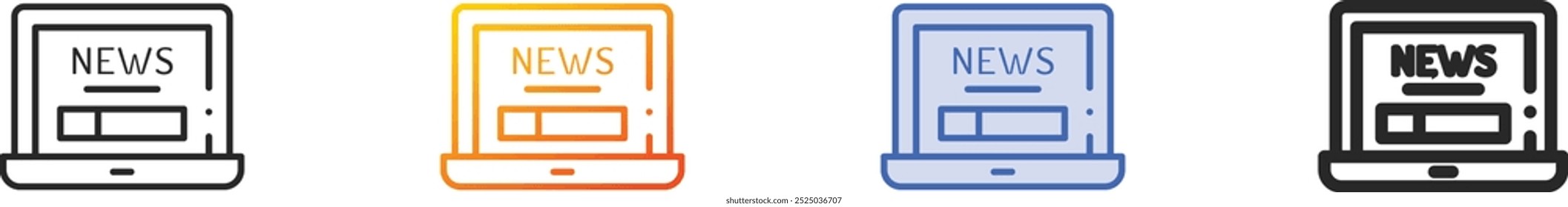 laptop icon.Thin Linear, Gradient, Blue Stroke and bold Style Design Isolated On White Background
