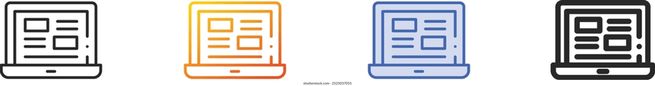 laptop icon.Thin Linear, Gradient, Blue Stroke and bold Style Design Isolated On White Background