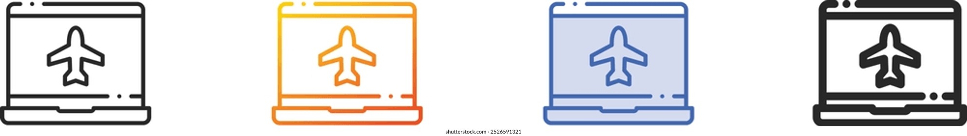 Laptop-Symbol.Dünn linear, Farbverlauf, blauer Strich und fett Stildesign einzeln auf weißem Hintergrund