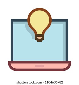 laptop idea bulb 