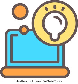 Laptop Idea Filled Icon Design