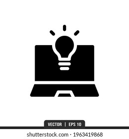 Laptop Idea Silhouette icon vector, illustration logo template in trendy style. Suitable for many purposes.