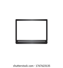 laptop illustration with a blank white screen for icons or symbols, or advertising mockups on the laptop