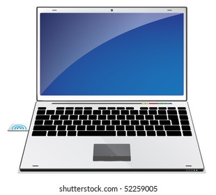Laptop illustration with blue screen