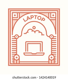 LAPTOP AND ILLUSTRATION ICON CONCEPT