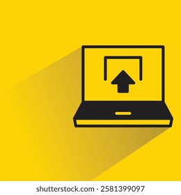 laptop and inbound icon with shadow on yellow background
