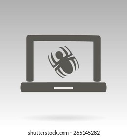 Laptop is infected by malware, vector illustration