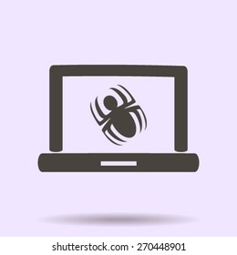 Laptop is infected by malware, vector illustration