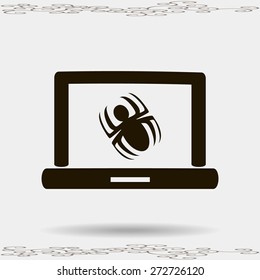 Laptop is infected by malware, vector illustration