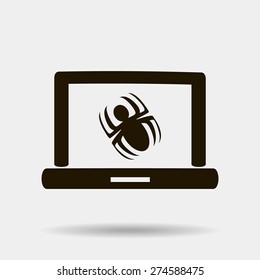 Laptop is infected by malware, vector illustration