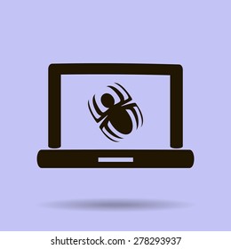 Laptop is infected by malware, vector illustration