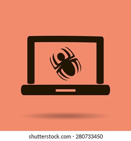Laptop is infected by malware, vector illustration