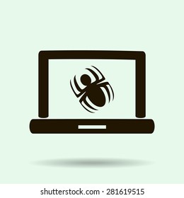 Laptop is infected by malware, vector illustration