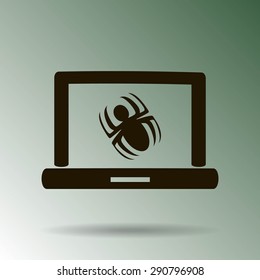 Laptop is infected by malware, vector illustration