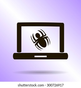 Laptop is infected by malware, vector illustration