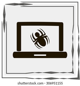 Laptop is infected by malware, vector illustration