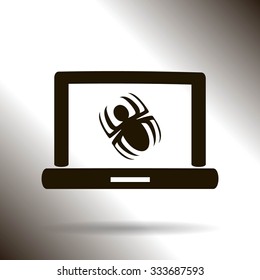 Laptop is infected by malware, vector illustration