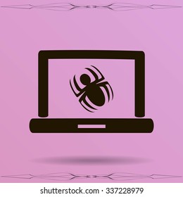 Laptop is infected by malware, vector illustration