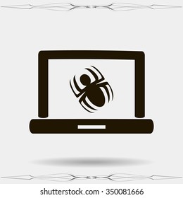 Laptop is infected by malware, vector illustration