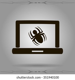 Laptop is infected by malware, vector illustration